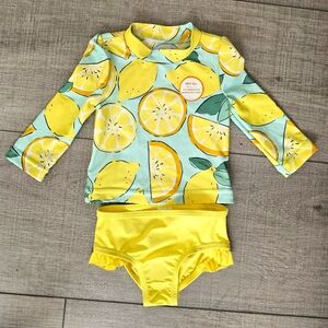🍋  Yellow Lemons 2-Piece Longsleeve Swimsuit | Just One You | Baby Girl | 6M